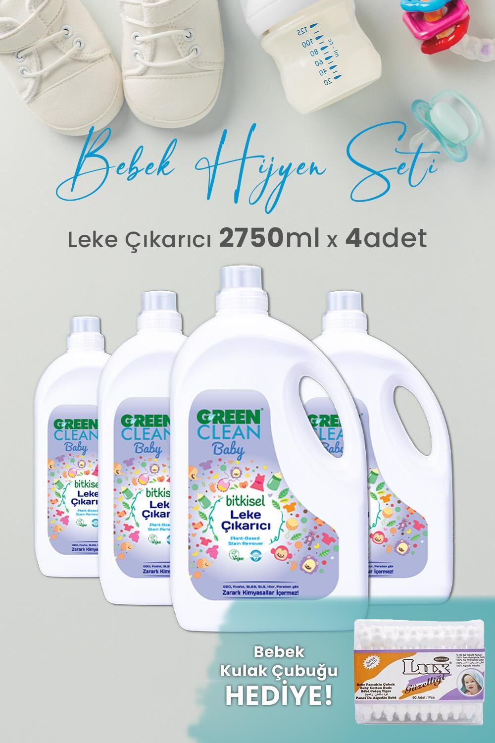Green Clean Baby Leke Çıkarıcı 2.75 L x 4 Adet ve Hediyeli