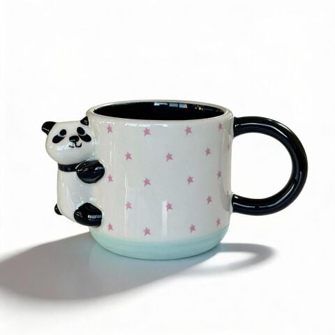 Yıldız Desenli Kupa Panda Figürlü 425 ml