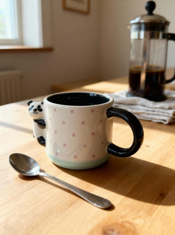 Yıldız Desenli Kupa Panda Figürlü 425 ml