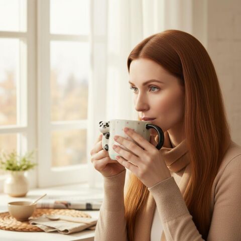 Yıldız Desenli Kupa Panda Figürlü 425 ml