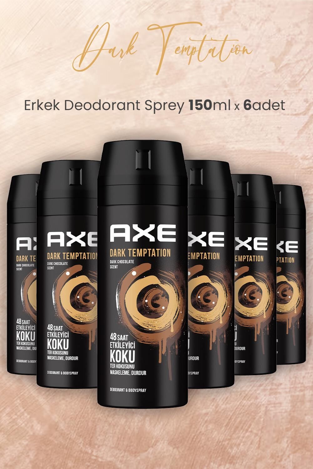 Axe Dark Temptation Erkek Deodorant Sprey 150 ml x 6 Adet
