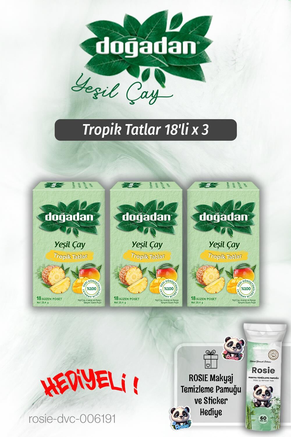 Doğadan Tropik Tatlar 18'li x 3 ve Rosie Pamuk Hediyeli