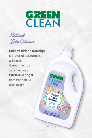 Green Clean Bebek Çamaşırları İçin Leke Çıkarıcı 4 AL 3 ÖDE 2750 ml ve Bebek Pamuğu 60 lı