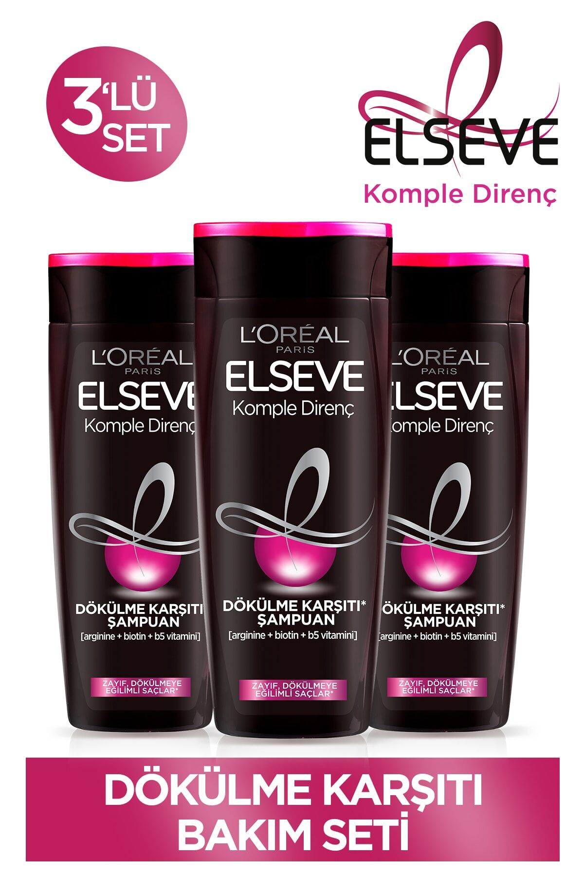 Elseve Komple Direnç Dökülme Karşıtı Şampuan 450 ml x 3 Adet