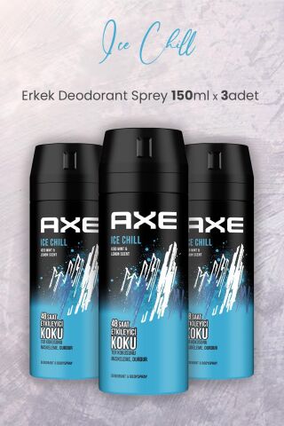 Axe Ice Chill Erkek Deodorant Sprey 150 ml x 3 Adet