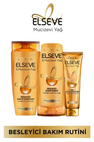 Elseve Mucizevi Yağ Besleyici Şampuan 450 ml, Kremi 360 ml ve Güzelleştirici Krem 150 ml