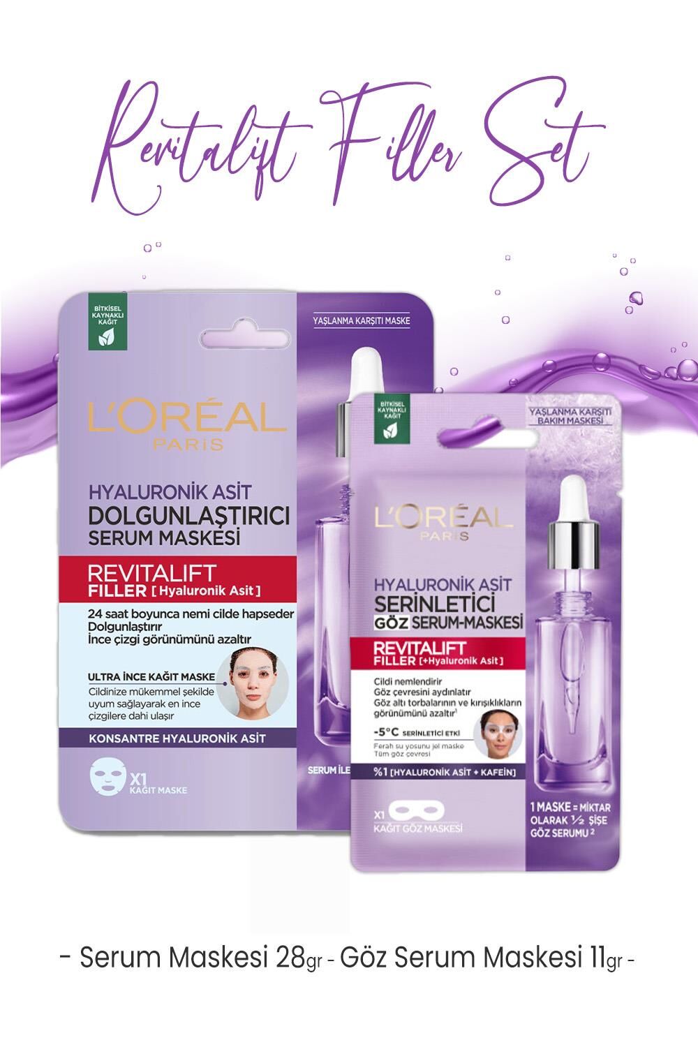 Loreal Paris Revitalift Filler Dolgunlaştırıcı Yüz ve Göz Serum Maskesi