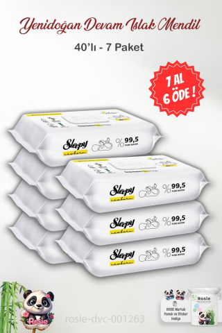 7 AL 6 ÖDE Sleepy Yenidoğan Devam 40'lı  Islak Bebek Bakım Havlusu ve ROSIE Pamuk