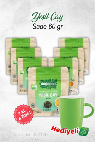 7 AL 6 ÖDE Dökme Yeşil Çay Sade 60 gr Doğadan ve Kupa Hediyeli