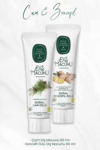 Eyüp Sabri Tuncer Diş Macunu Çam Özlü 90 ml ve Zencefil Özlü 90 ml