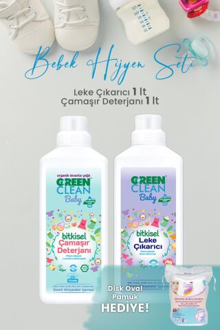Green Clean 2'li Bebek Hijyen Seti ve Oval Pamuk