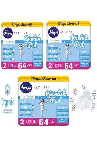Sleepy Natural günlük ped uzun 64 lü (3 Adet)