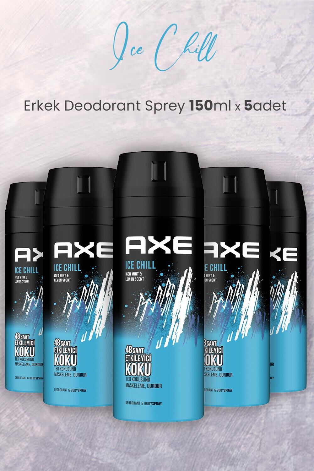 Axe Ice Chill Erkek Deodorant Sprey 150 ml x 5 Adet