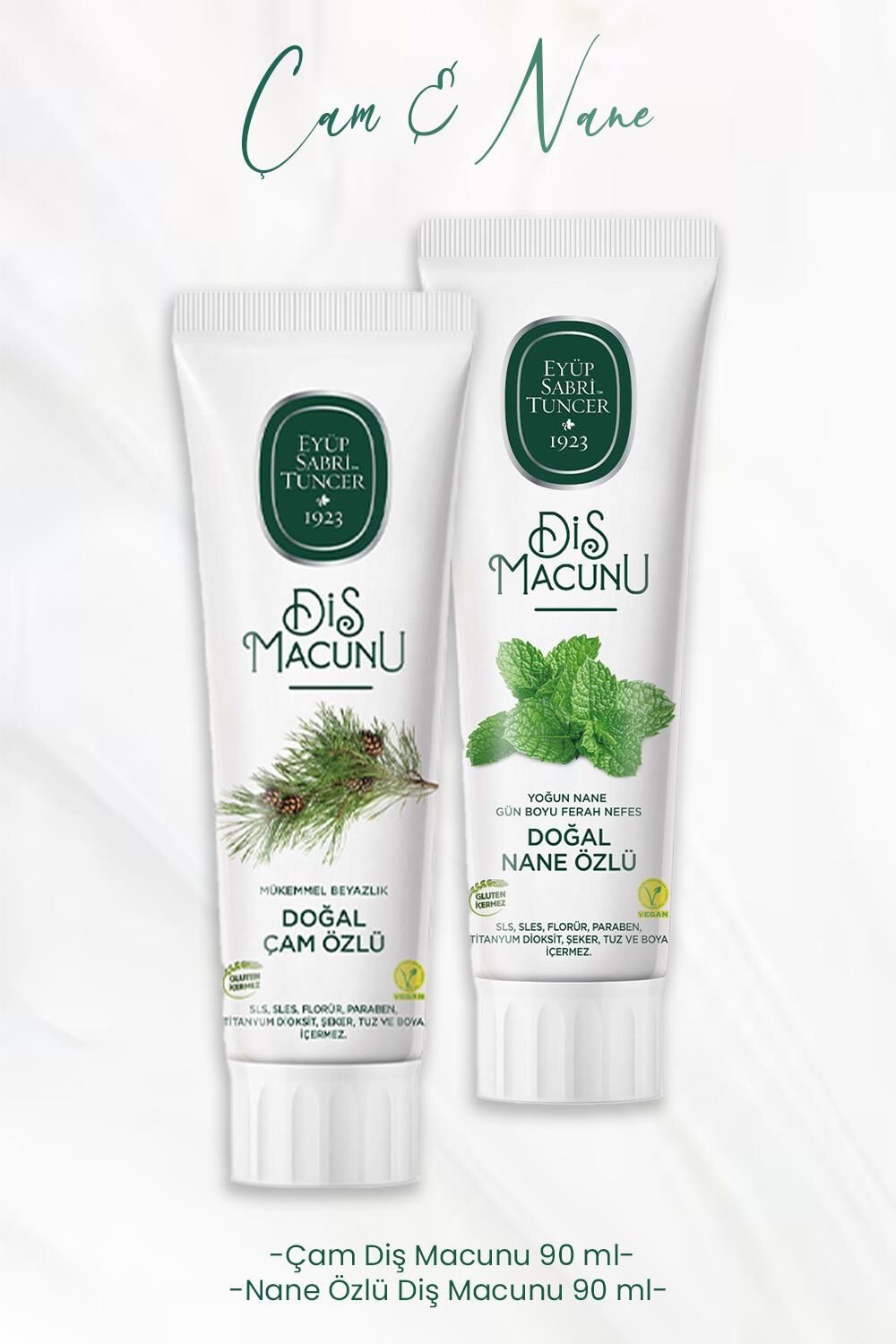Eyüp Sabri Tuncer Diş Macunu Çam Özlü 90 ml ve Nane Özlü 90 ml