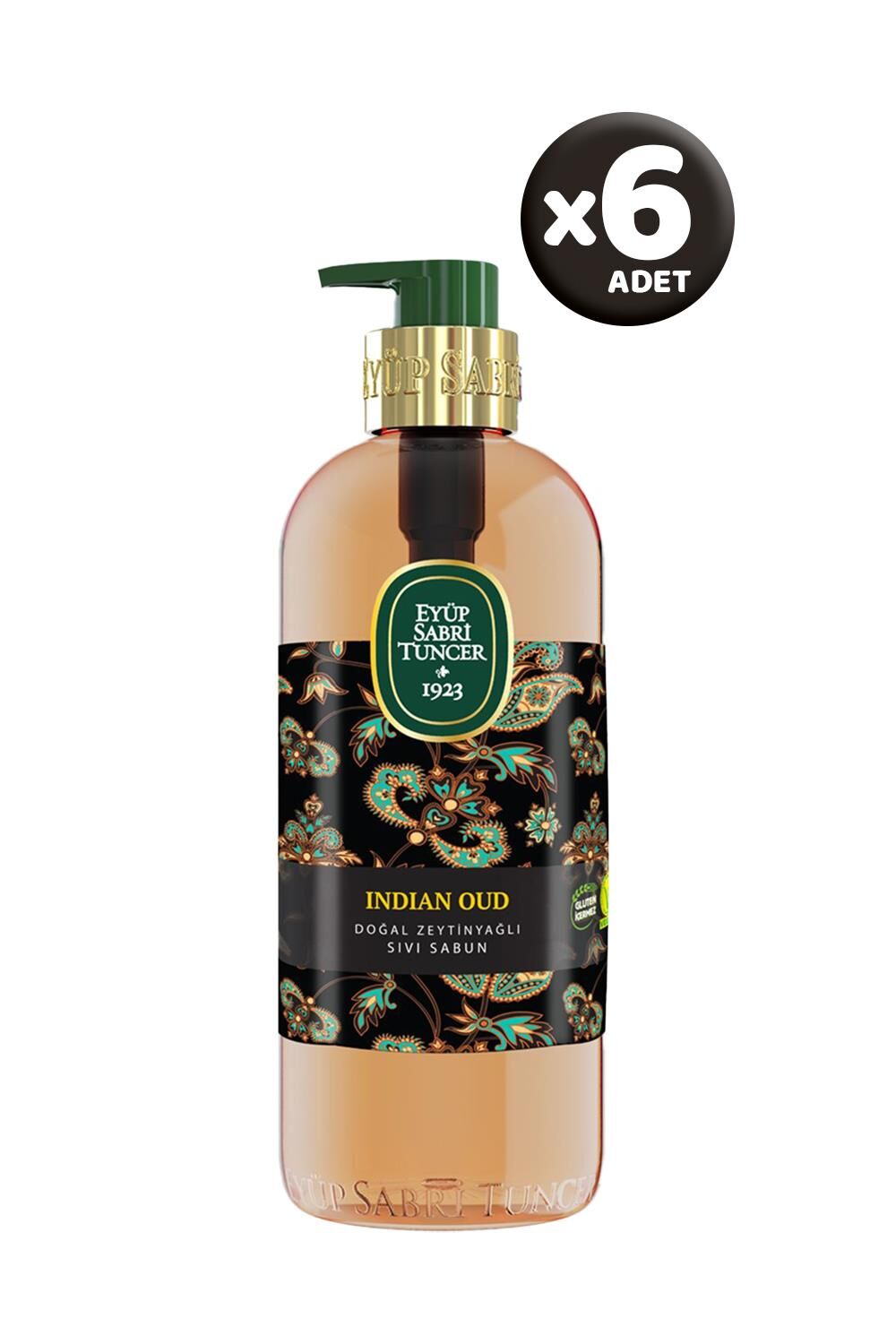 Eyüp Sabri Tuncer Indian Oud Doğal Zeytinyağlı Sıvı Sabun 500 ml x 6 Adet