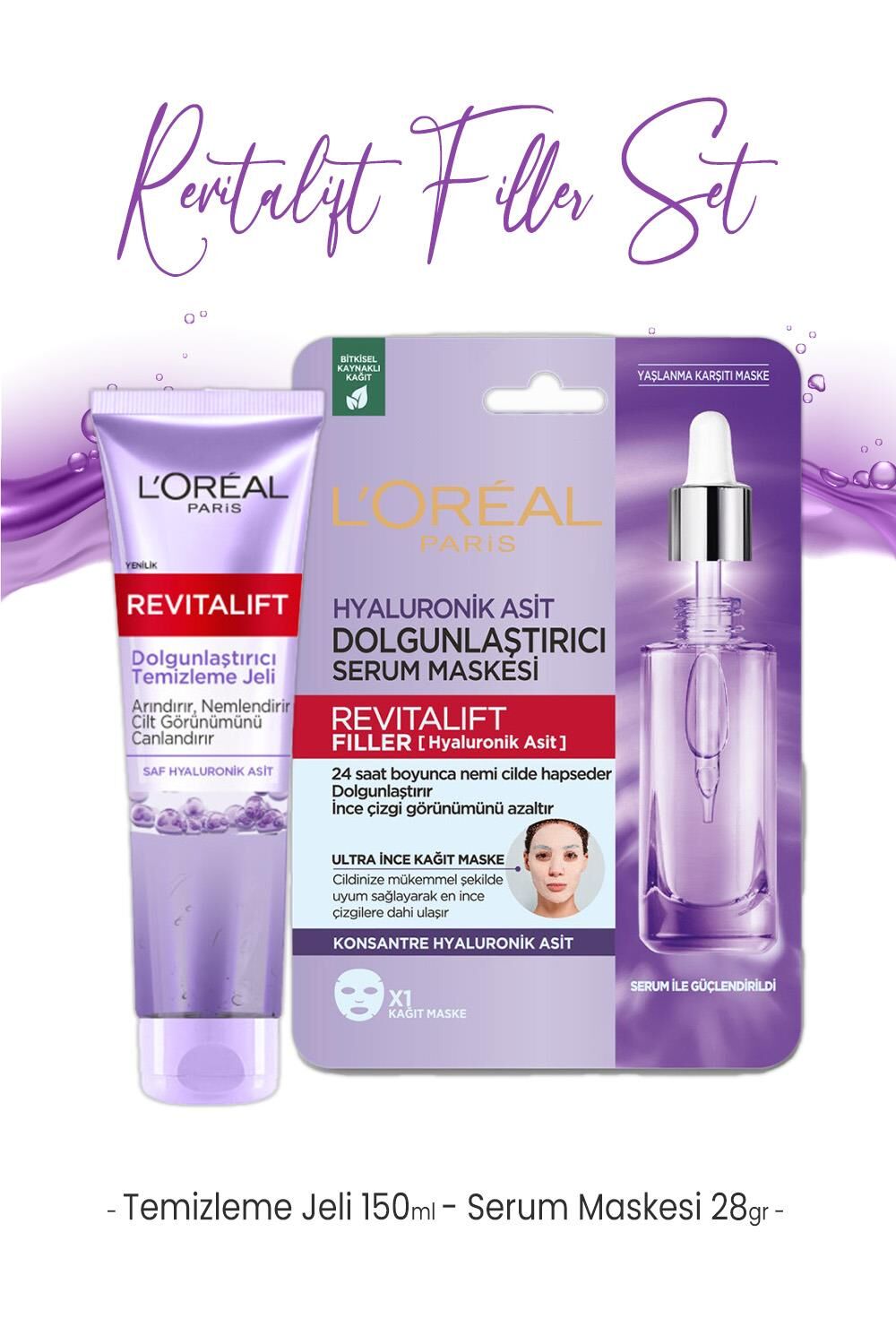 Loreal Paris Revitalift Temizleme Jeli 150 ml ve Serum Maskesi 28 gr