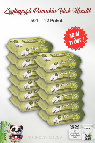 12 AL 11 ÖDE Sleepy Doğal Zeytinyağlı ve Pamuklu Islak Bebek Havlusu 50'li ve ROSIE