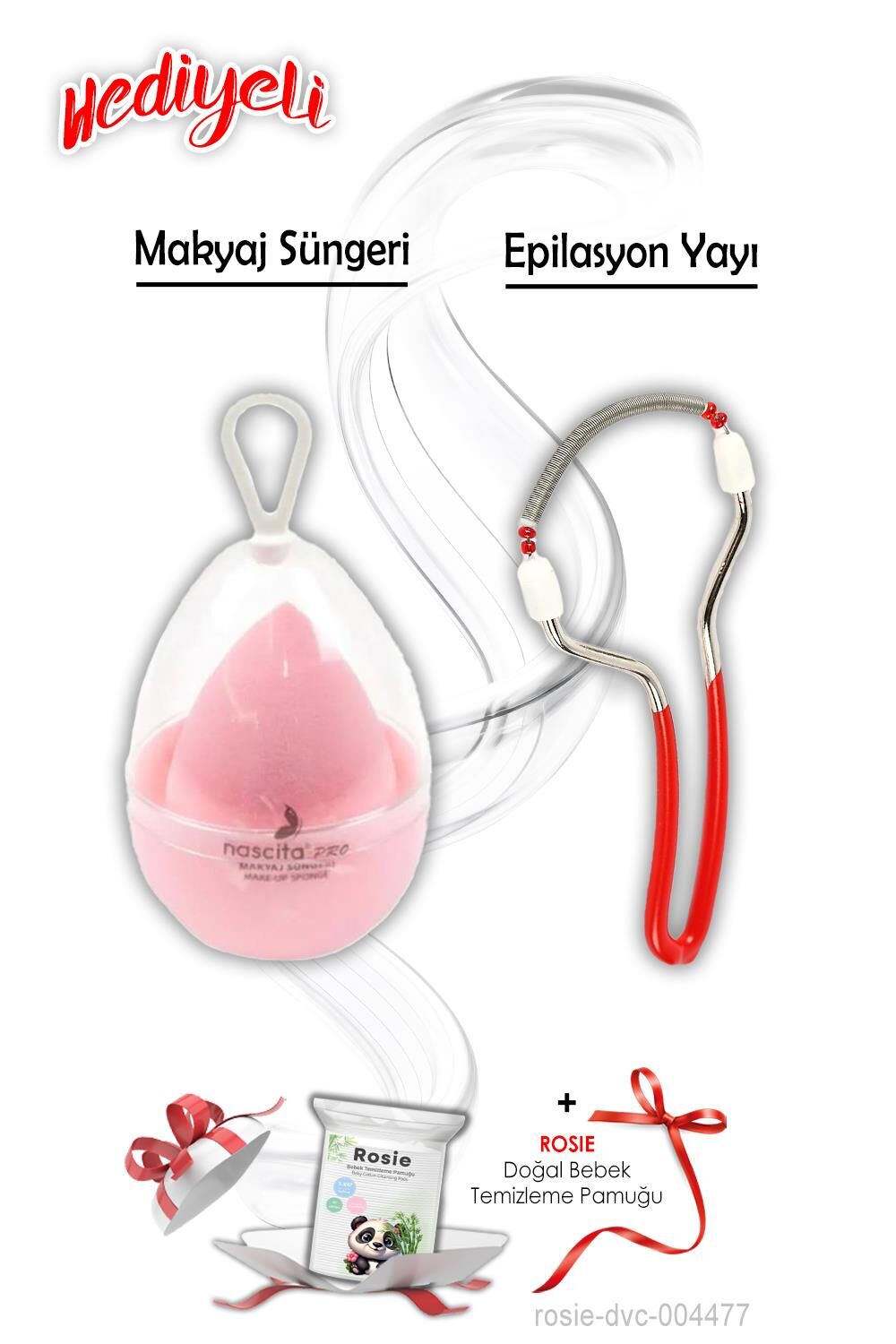 Epilasyon Yayı ve Makyaj Süngeri Pembe ROSIE Hediyeli