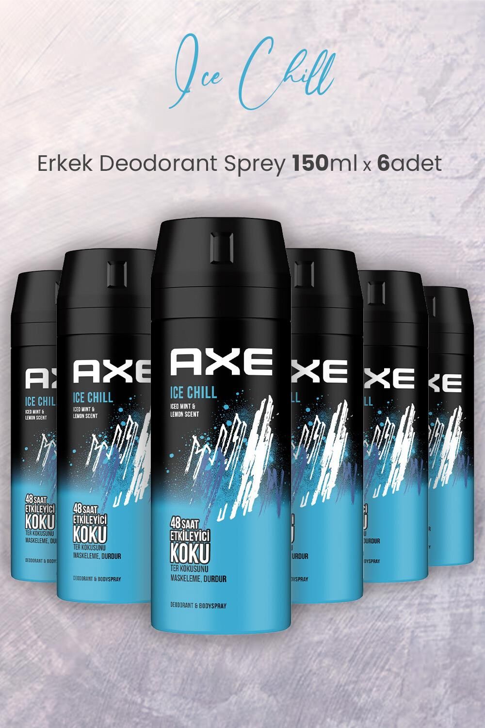 Axe Ice Chill Erkek Deodorant Sprey 150 ml x 6 Adet