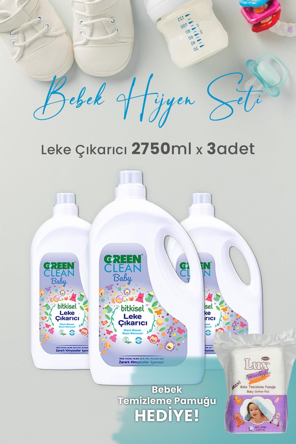 Green Clean Baby Leke Çıkarıcı 2.75 L x 3 Adet ve Hediyeli