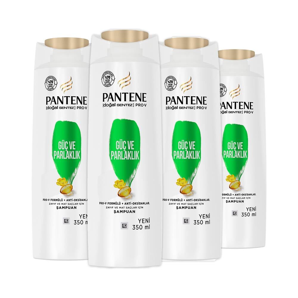 Pantene Şampuan Pro-V Doğal Sentez Güç ve Parlaklık 350 ml x 4