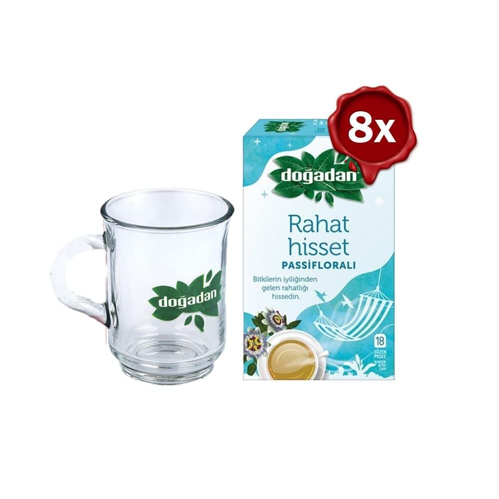 Doğadan Rahat Hisset Passifloralı 18'li x 8 ve Doğadan Cam Bardak Hediyeli