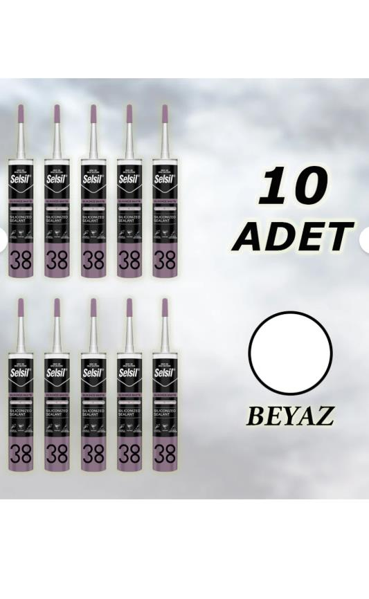 Selsil Silikonize Mastik Beyaz 500 gr, 10 Adet