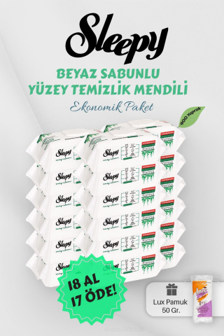 Sleepy 50' li Beyaz Sabunlu Yüzey Havlusu 18 AL 17 Öde Hediyeli