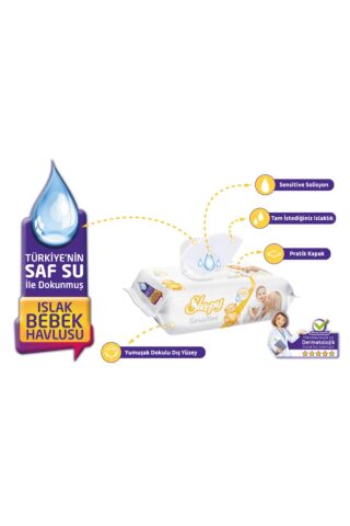 Sleepy Sensitive 90 Yaprak Islak Mendil x 24 Adet