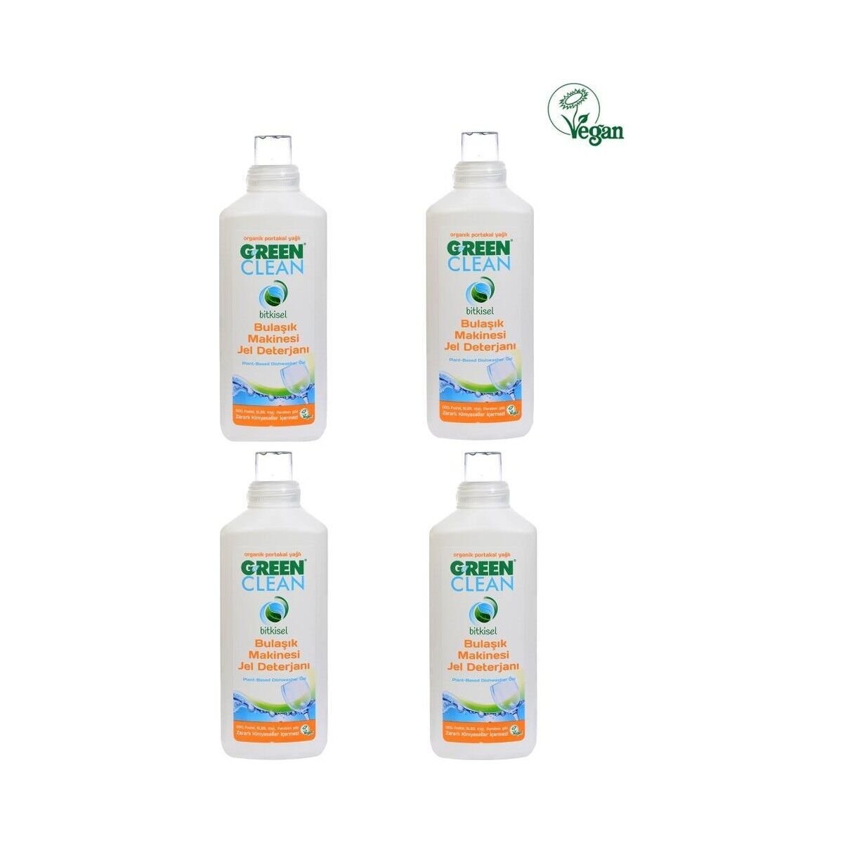 Green Clean Bitkisel Portakal Yağlı Bulaşık Makinesi Jel Deterjanı 1000ML 4 Lu Set