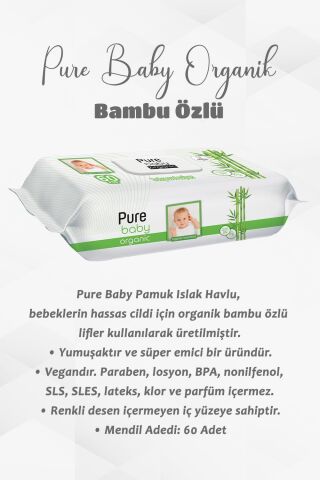 17 Al 15 Öde Organik Bambu Özlü Bebek Islak Havlu 60 Yaprak