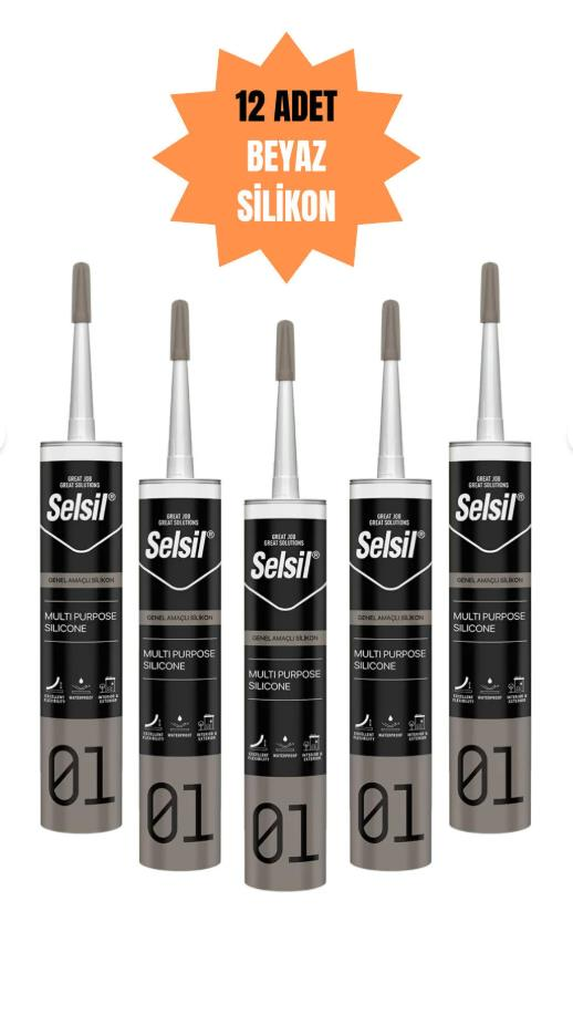 Selsil Genel Amaçlı Beyaz Silikon 280gr 12'lİ Koli