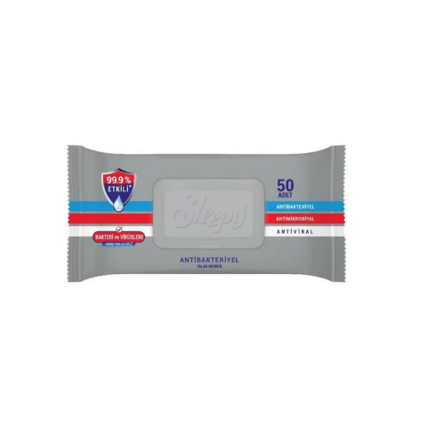 Sleepy Antibakteriyel Islak Havlu 50 li Gri Paket