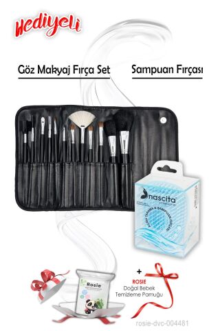 Şampuan Fırçası ve Makyaj Fırça Seti ROSIE Hediyeli