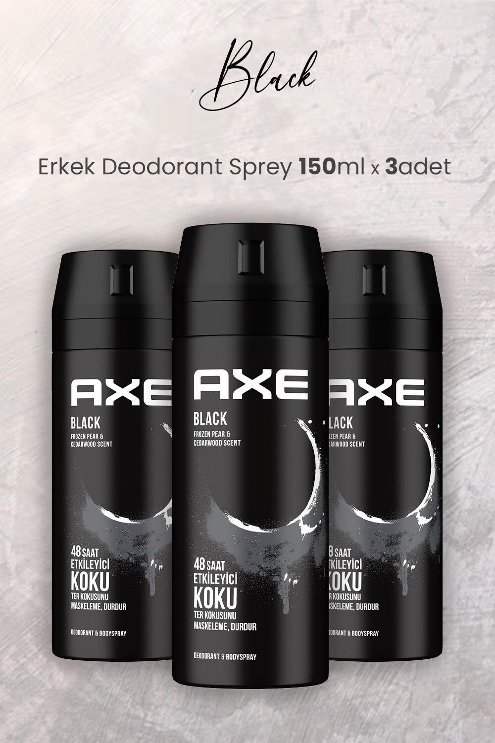 Axe Black Erkek Deodorant Sprey 150 ml x 3 Adet