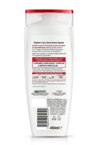 Elseve L'oréal Paris Komple Onarıcı 5 Yapılandırıcı Bakım Şampuanı 2'si 1 Arada 450 ml 6 Adet
