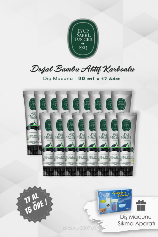 Eyüp Sabri Tuncer Bambu ve Karbonlu Diş Macunu 17 AL 15 ÖDE 90 ml ve Pratik Diş Macunu Sıkma Aparatı