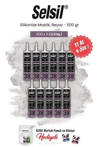 Selsil 500 gr, Silikonize Mastik, Beyaz 11 AL 9 ÖDE ve rosie pamuk