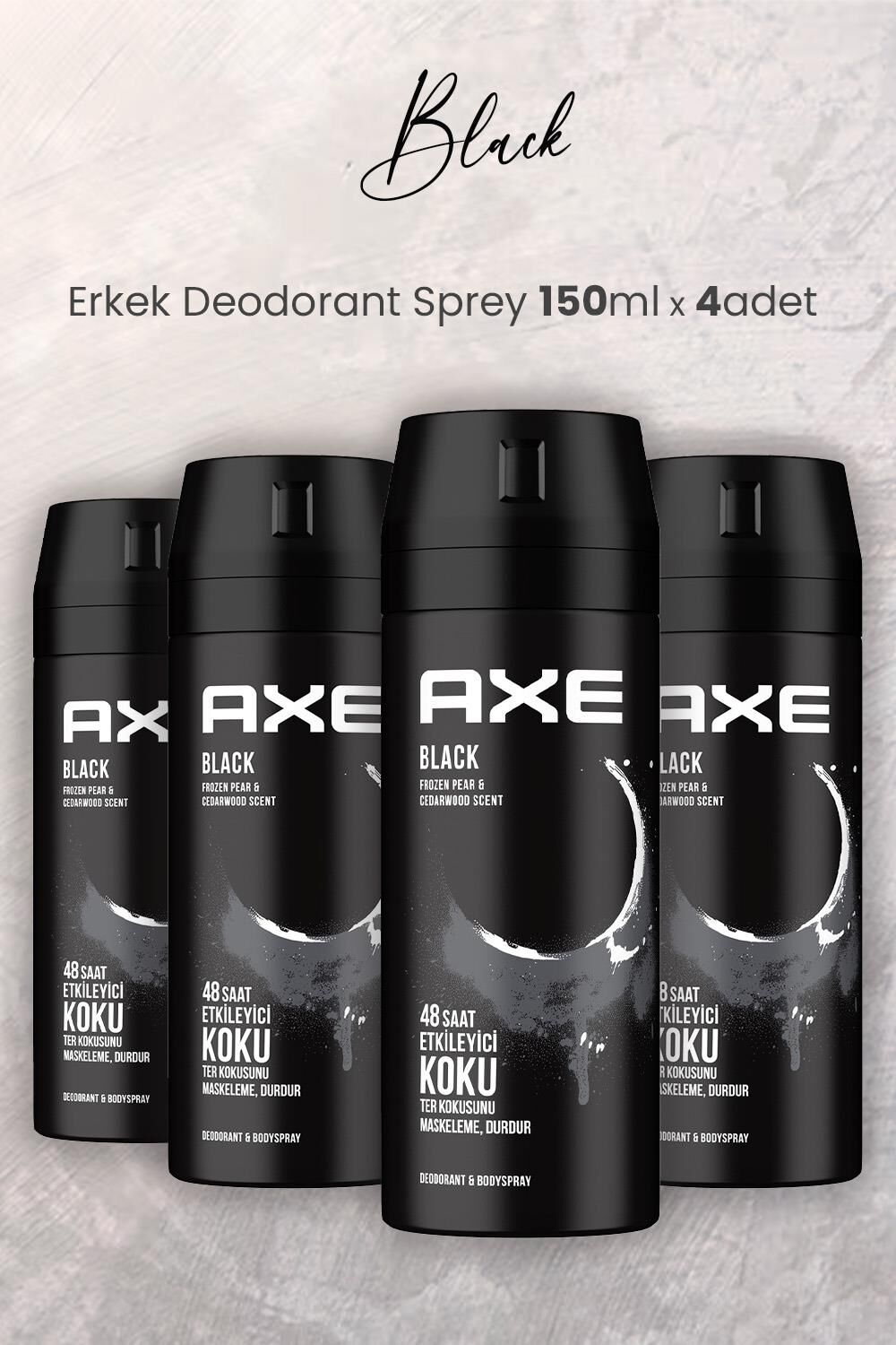 Axe Black Erkek Deodorant Sprey 150 ml x 4 Adet