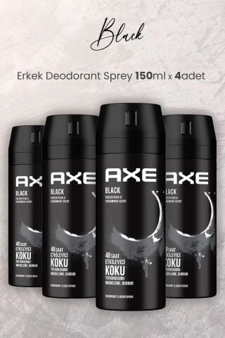 Axe Black Erkek Deodorant Sprey 150 ml x 4 Adet