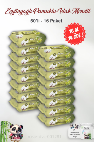16 AL 14 ÖDE Sleepy Doğal Zeytinyağlı Ve Pamuklu Islak Bebek Havlusu 50'li ve ROSIE