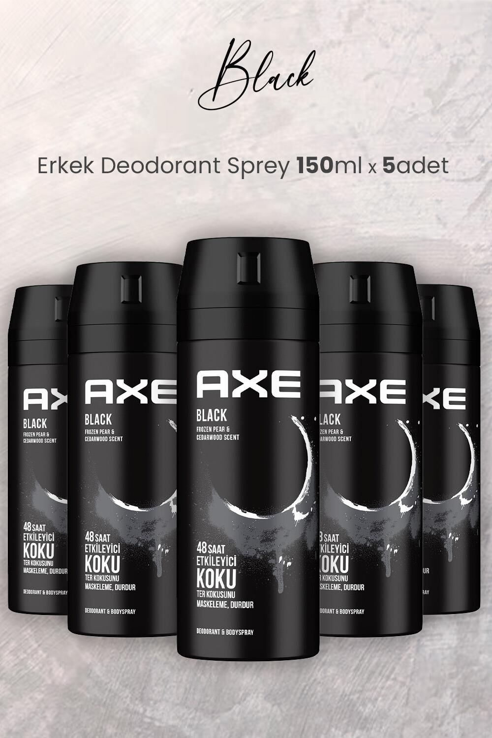 Axe Black Erkek Deodorant Sprey 150 ml x 5 Adet