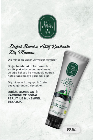 36 AL 33 ÖDE Eyüp Sabri Tuncer Diş Macunu 90 ml Bambu ve Karbonlu ve Pratik Diş Macunu Aparatı