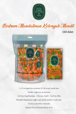Eyüp Sabri Tuncer 3 Paket Bodrum Mandalinası Kolonyalı Mendil 150'li ve ROSIE