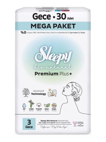 Sleepy Bio Natural Hijyenik Ped Gece 30'lu x2 ve ROSIE oda kokusu