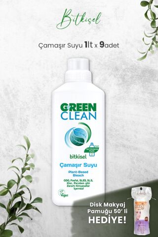 U Green Clean Bitkisel Çamaşır Suyu 1 L x 9 Adet ve Hediyeli