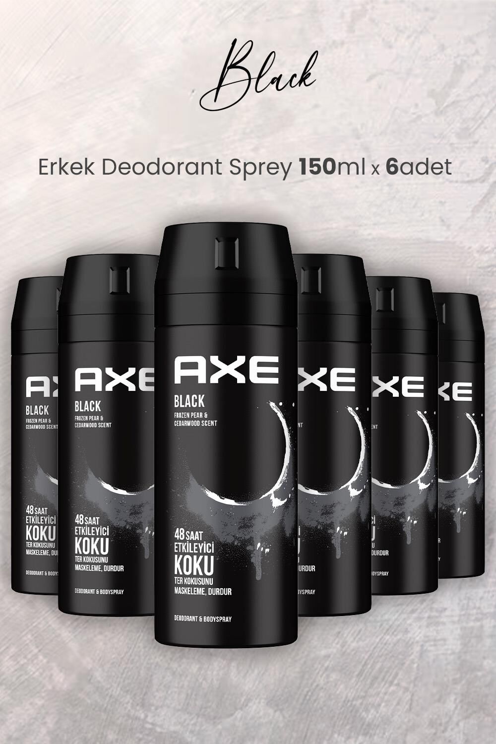 Axe Black Erkek Deodorant Sprey 150 ml x 6 Adet