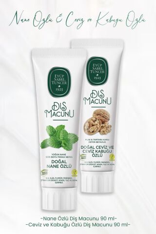 Eyüp Sabri Tuncer Diş Macunu Nane Özlü 90 ml ve Ceviz ve Kabuğu Özlü 90 ml