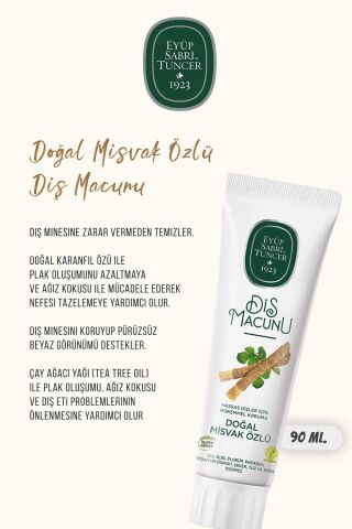 Misvak, Zencefil, Lavanta, Kakao, Çam Özlü 90 ml Diş Macun Seti ve Rosie