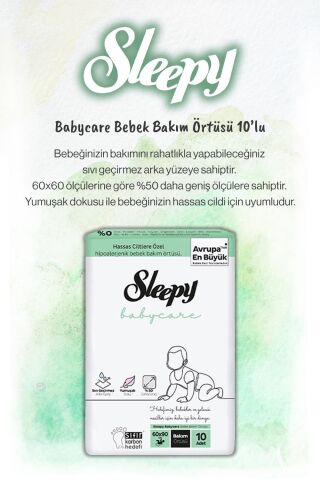 4'lü Sleepy Babycare Bebek Bakım Örtüsü 10'lu ve Rosie Pamuk Hediye